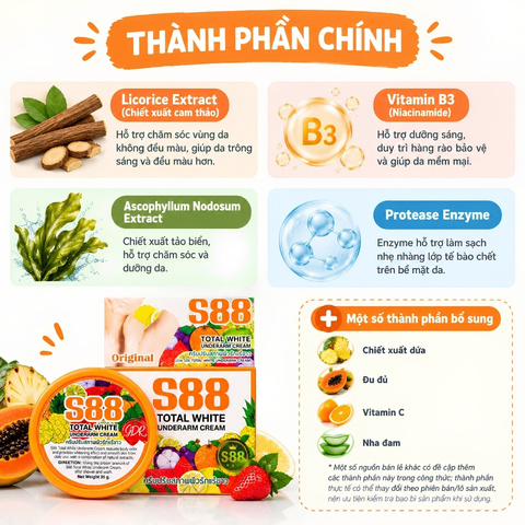 Kem Trị Thâm Nách S88 Total White Underarm Cream 35g