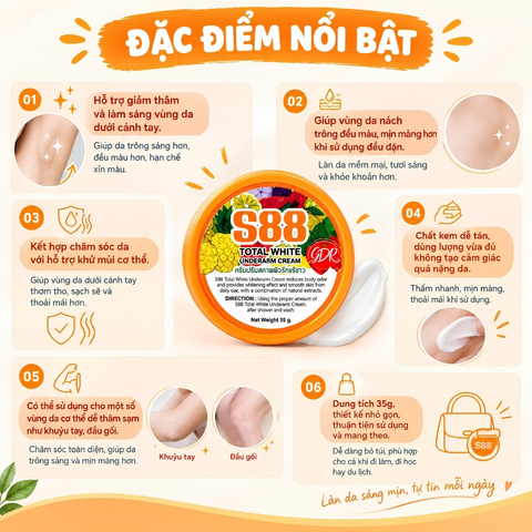 Kem Trị Thâm Nách S88 Total White Underarm Cream 35g