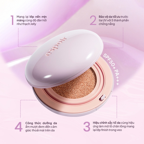 (HSD 04/2027) Phấn Nước Chống Nắng Nâng Tone Espoir Dewlike Jello Tone Up SPF50+ 15g - Snow Blue [Kèm Túi Pouch]