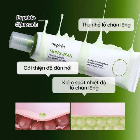 Kem Dưỡng Beplain Mung Bean Pore Tight-Up Soothing Cream 60ml