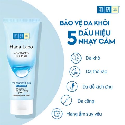 Gel Rửa Mặt Hada Labo Dưỡng Ẩm Cho Da Nhạy Cảm Advanced Nourish For Sensitive 80g