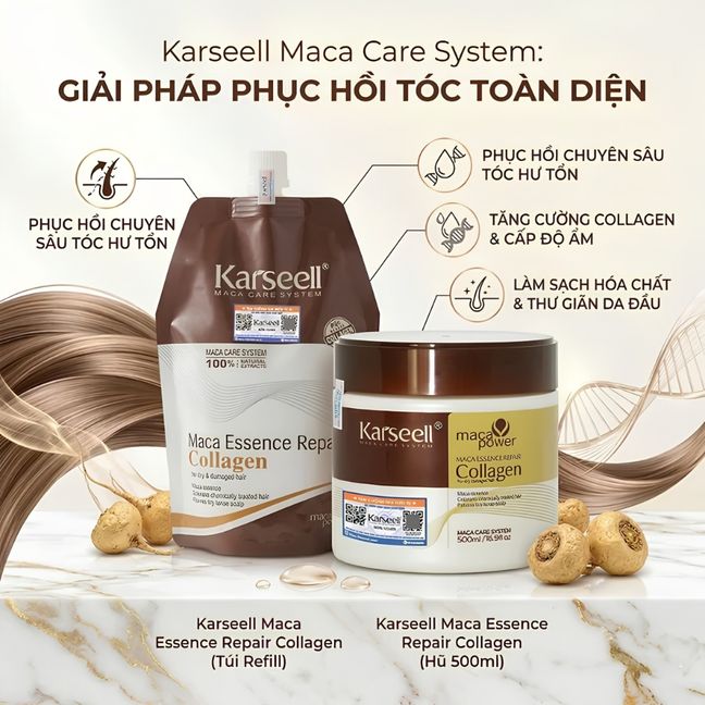 Kem Hấp Ủ Tóc Collagen Karseell Maca Care System 500ml (Dạng Hủ)