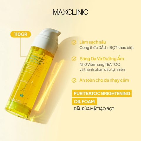 Sữa Rửa Mặt Maxclinic Puriteatoc Brightening Oil Foam Cleanser 110g