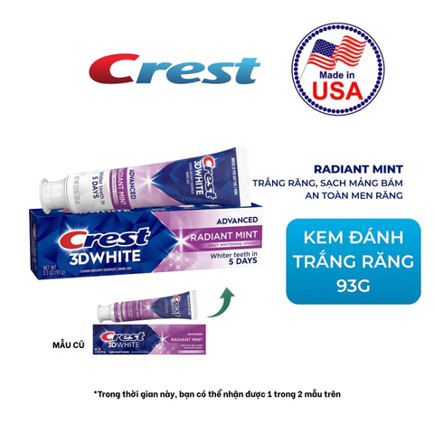 Kem Đánh Crest Trắng Răng 3D White Advanced Radiant Mint 93g