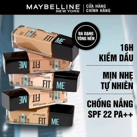 Kem Nền Maybelline Kiềm Dầu Chống Nắng Fit Me Matte + Poreless Foundation SPF22(Mẫu Mới)