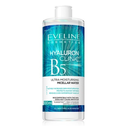 Nước Tẩy Trang Dưỡng Ẩm Da Eveline Hyaluronic Clinic B5 Ultra Moisturizing Micellar Water 500ml