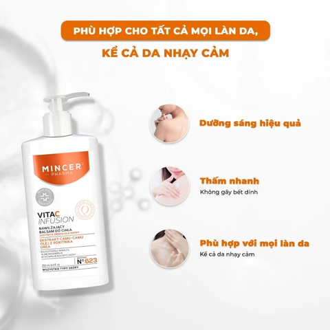 Sữa Dưỡng Thể Dưỡng Trắng & Chống Lão Hóa Mincer Pharma Vita C Infusion 250ml