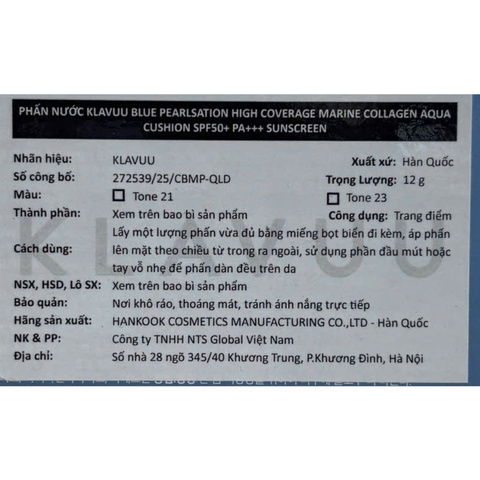 Phấn Nước Klavuu Blue Pearlsation High Coverage Marine Collagen Aqua