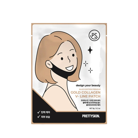 Mặt Nạ Nâng Cơ Prettyskin Black Edition Premium Gold Collagen V- Line Patch