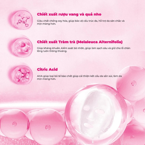 Mặt Nạ Giấy Tinh Chất Rượu Nho BNBG Purifying Jelly Mask Vita Wine Cải Thiện Kết Cấu Da