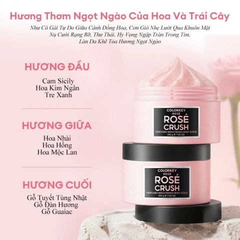 Tẩy Da Chết Toàn Thân Colorkey Rosé Crush Perfumed Brightening Body Scrub 200g