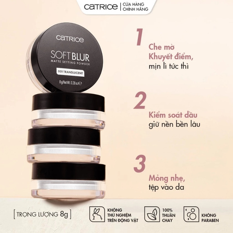 Phấn Phủ Dạng Bột Kiềm Dầu Catrice Soft Blur Matte Setting Powder 8g - 020 Light