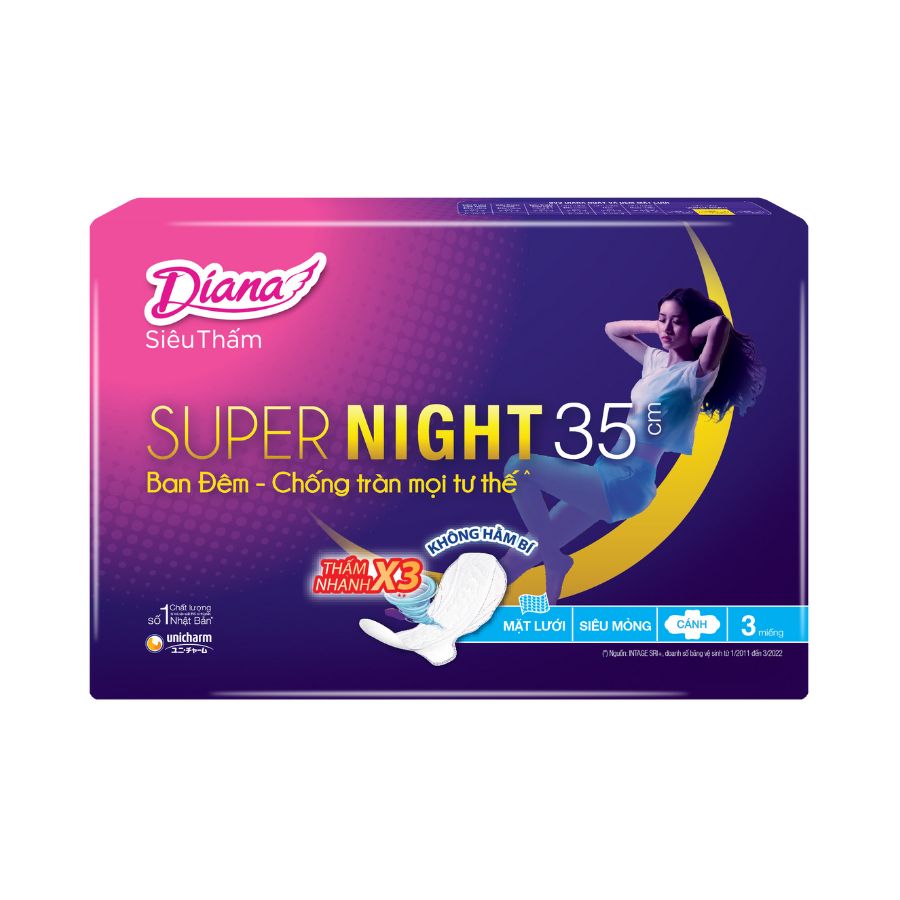 Băng Vệ Sinh Diana Siêu Thấm Ban Đêm Super Night 35cm
