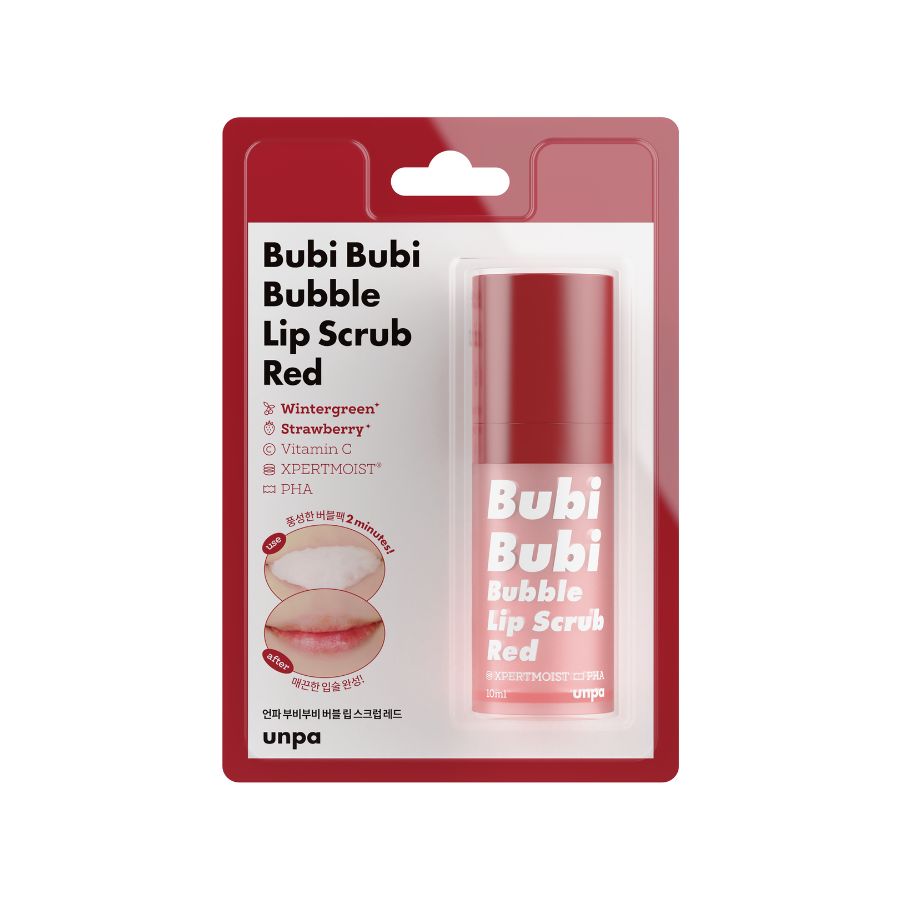 Tẩy Tế Bào Chết Môi Unpa Bubi Bubi Bubble Lip Scrub Red 10ml (Mẫu Mới) (Nhập Khẩu)