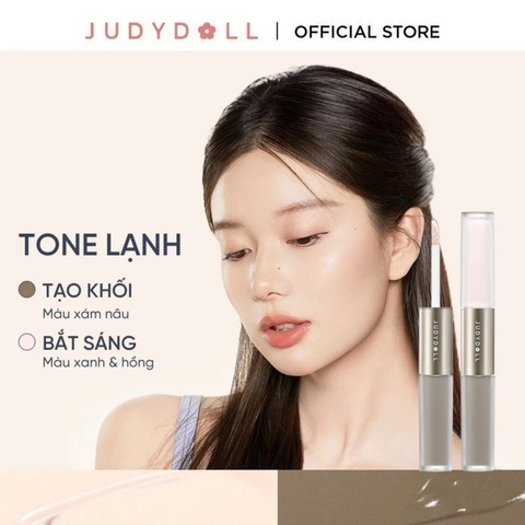 Kem Tạo Khối & Bắt Sáng Judydoll 2 Đầu Liquid Highlighter & Contour Duo 4,8g