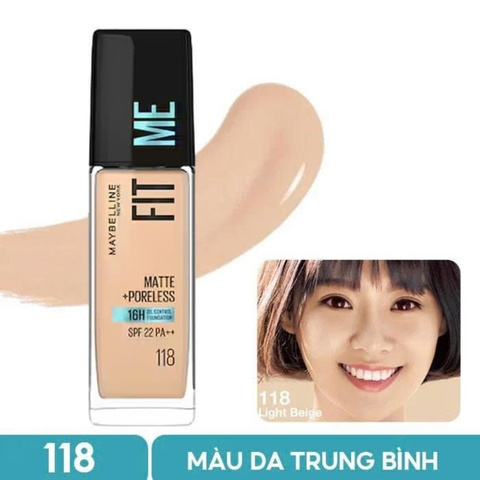 Kem Nền Maybelline Kiềm Dầu Chống Nắng Fit Me Matte+Poreless FouNdation SPF22 (Mẫu Mới)