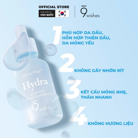Tinh Chất Dưỡng Ẩm Sáng Da 9Wishes Hydra Glowing Deep Hydration Nano Plus 30ml