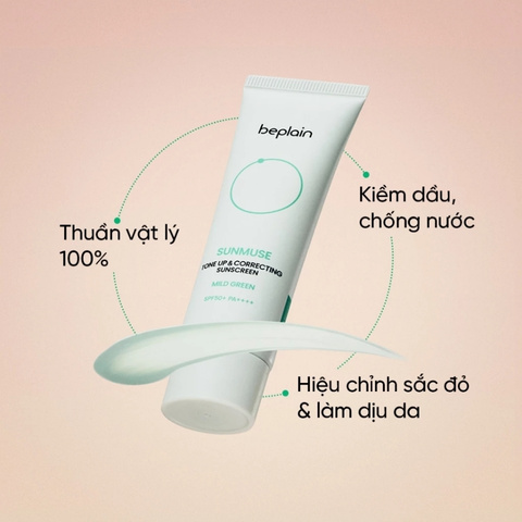 Kem Chống Nắng Beplain Sunmuse Tone Up & Correcting Sunscreen Mild Green SPF50+ 50ml (Xanh Ngọc)