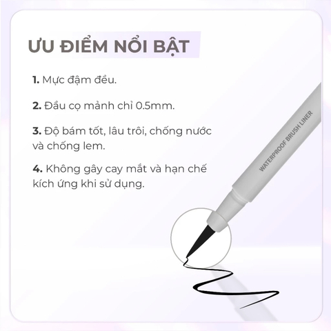 Dạ Kẻ Mắt Karadium Waterproof Brush Liner Black (Xám) (Mẫu Mới)