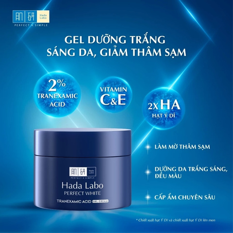 Gel Dưỡng Trắng Da Hada Labo Perfect White Tranexamic Acid Gel Cream 50g