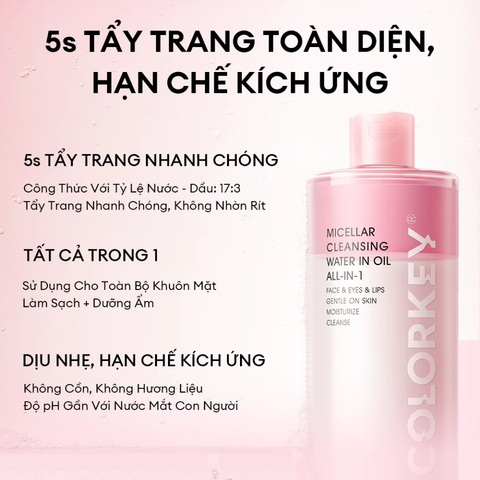 Nước Tẩy Trang 2 Lớp Colorkey Micellar Cleansing Water In Oil All-In-1 100ml