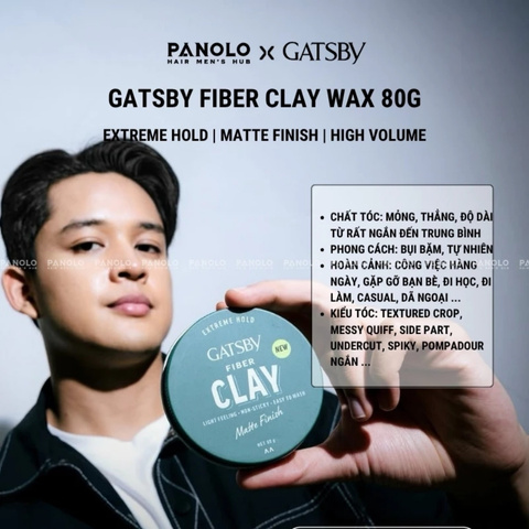 Sáp Vuốt Tóc Gatsby Fiber Clay Matte Finish 80g