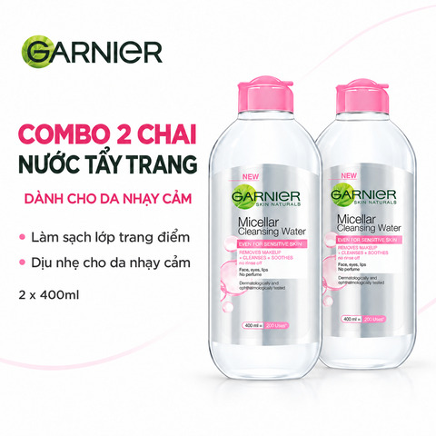 Nước Tẩy Trang Garnier Dành Cho Da Nhạy Cảm Micellar Cleansing Water For Sensitive Skin (Hồng)