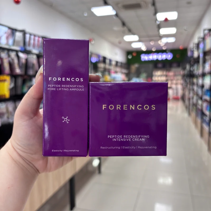 Combo tinh chất và kem dưỡng Forencos Peptide Redensifying Pore Lifting Ampoule 50ml + Intensive Cream 50ml hình ảnh thật tại Tanpopo