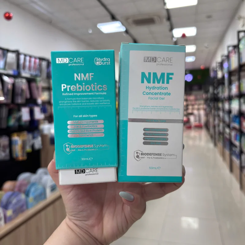 Combo tinh chất cân bằng lợi khuẩn MD Care NMF Prebiotics 30ml và gel dưỡng MD Care NMF Hydration Concentrate 50ml