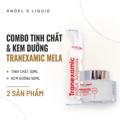 Combo Tinh Chất & Kem Dưỡng Angel's Liquid Tranexamic Mela Ampoule 30ml & Mela Cream 50ml
