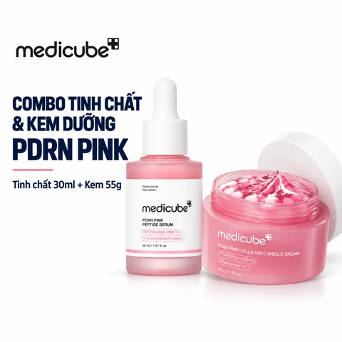 Combo Tinh Chất & Kem Dưỡng Medicube PDRN Pink Peptide Serum 30ml & PDRN Pink Collagen Capsule Cream 55g