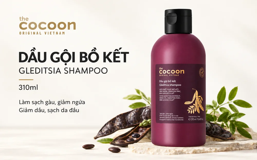 Dầu gội bồ kết Cocoon Gleditsia Shampoo 310ml chai nắp bật