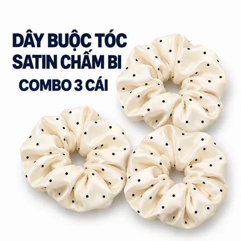 Dây Buộc Tóc Satin Chấm Bi