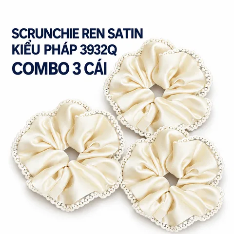 Dây Buộc Tóc Scrunchie Ren Satin Kiểu Pháp 3932Q