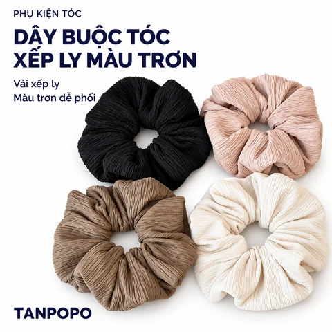 Dây Buộc Tóc Xếp Ly Màu Trơn
