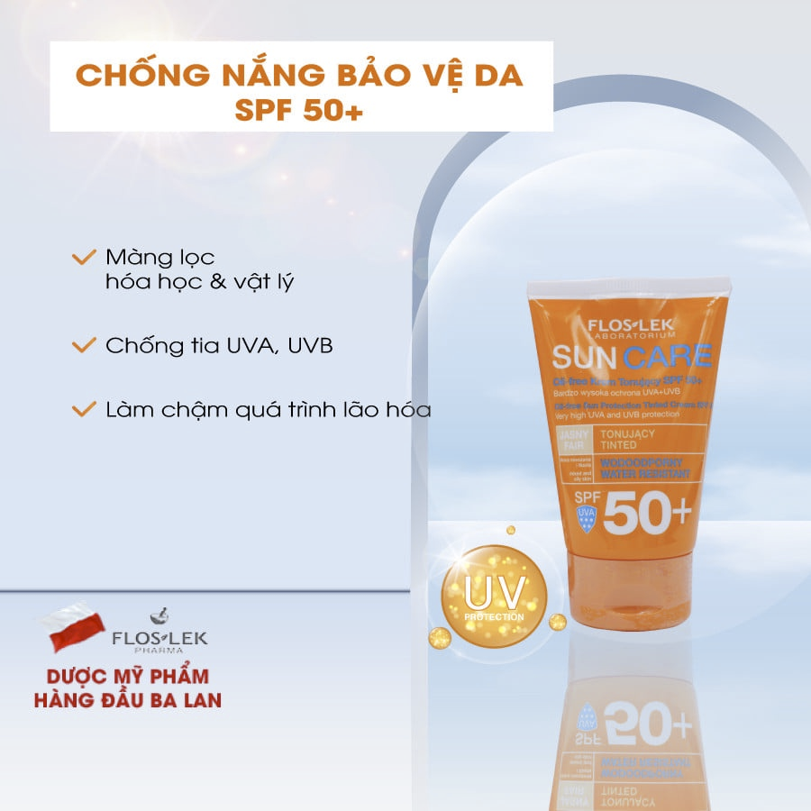 Kem Chống Nắng Floslek Oil-Free Sun Protection Tinted Cream SPF50+ 50ml