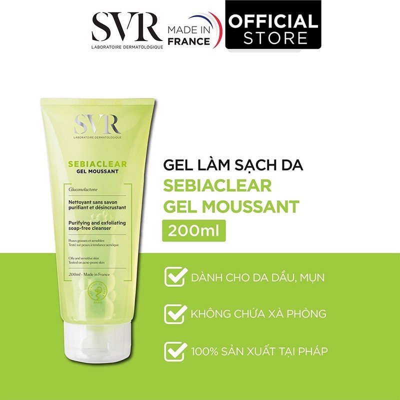 Gel rửa mặt SVR Sebiaclear Gel Moussant