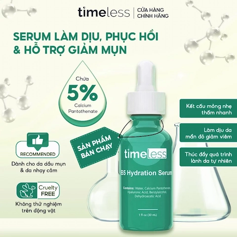 Serum Timeless Vitamin B5+ Hyaluronic Acid Làm Dịu, Phục Hồi Da 30ml (Nhập Khẩu)