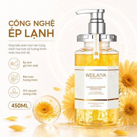 Sữa Tắm Trắng Da Hoa Cúc Weilaiya Calendula Skin Beautifying Essence Shower Gel