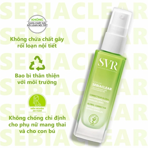 Serum SVR Làm Giảm Mụn, Mờ Nám, Làm Mềm Mịn Da Sebiaclear Gluconolactone 14% + Niacinamide 4% 30ml (Nhập Khẩu)