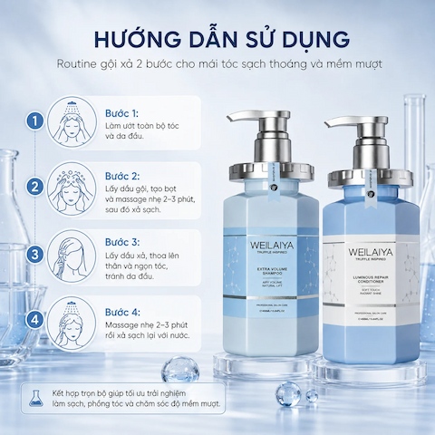 Bộ Gội Xả Weilaiya Extra Volume & Luminous Repair