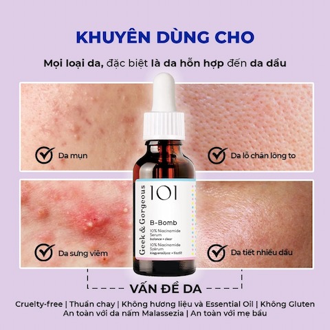 Tinh Chất Sáng Da Geek & Gorgeous 101 B-Bomb 10% Niacinamide Serum 30ml