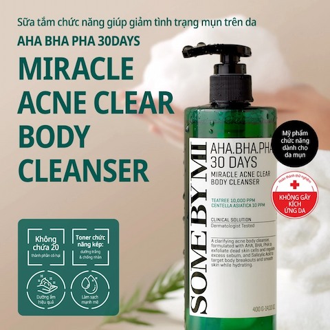 Sữa Tắm Giảm Mụn Some By Mi AHA-BHA-PHA 30 Days Miracle Acne 400g