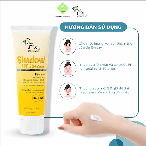 Kem Chống Nắng Fixderma Dưỡng Ẩm Cho Da Mặt & Cơ Thể Shadow SPF 50+ Cream 75g
