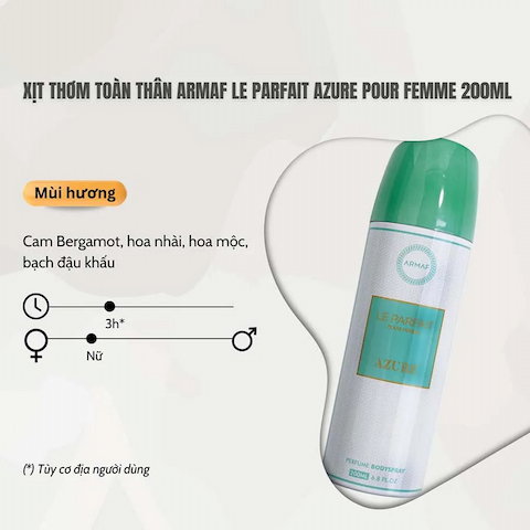 Xịt Thơm Toàn Thân Armaf Le Parfait Pour Femme Azure Body Spray 200ml
