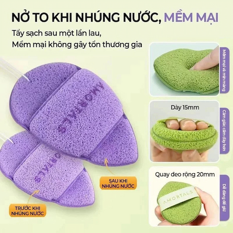 Bông Rửa Mặt Bọt Biển Amortals Wash To Smile Face Washing Puff 1 Cái (Mẫu Mới)