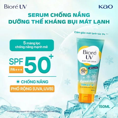 Serum Chống Nắng Dưỡng Thể Biore Sáng Mịn Mát Lạnh Tức Thì UV Body Care Serum SPF50+ (Xanh)