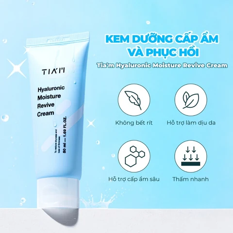 Combo Tinh Chất & Kem Dưỡng TIA'M Deep Hydration Glow Serum 40ml & Hyaluronic Moisture Revive Cream 50ml