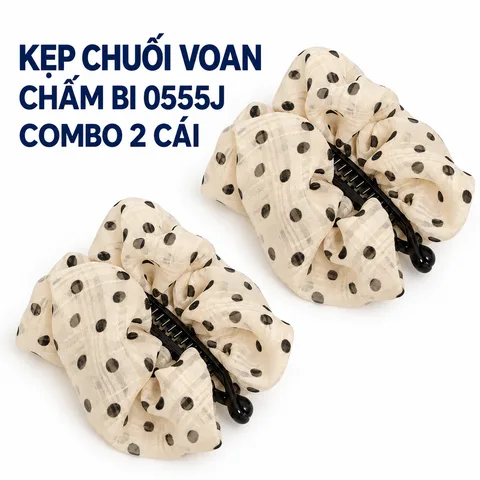 Kẹp Chuối Voan Xếp Ly Chấm Bi 0555J