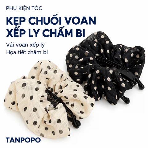 Kẹp Chuối Voan Xếp Ly Chấm Bi 0555J
